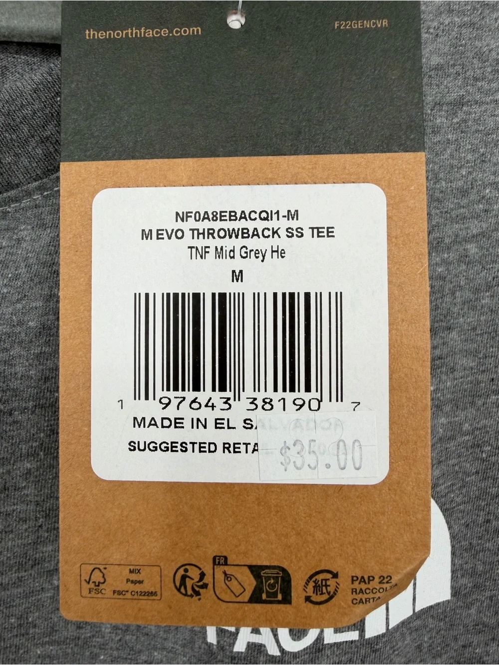 The North Face Men's Heather Gray Short Sleeve Logo Tee